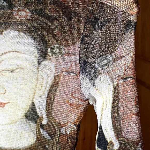RARE Designer Vintage Vivienne Tam Buddha Collection Full-Mesh Long Sleeve Top - Picture 4 of 16